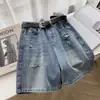 Shorts de Mezclilla de Pierna Ancha para Mujer 2025 Verano Modernos Versátiles Nuevos Rasgados Sueltos Adelgazantes de Cintura Alta de Longitud Media Modernos