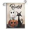 Bandera de Jardín de Otoño Halloween Calabaza Fantasma Bandera Impresa por Ambos Lados Fiesta de Halloween Decoración Festiva Bandera para el Patio