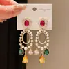 Pendientes Ovalados de Plata Bañada en Oro Real de 18 Quilates con Aguja de Plata Estilo Lujo Ligero Zirconia Perla Pendientes Exquisitos Vintage Estilo Corte Joyería para Orejas
