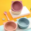 Tigela Suplementar para Comida de Bebê, Tigela com Ventosa de Silicone, Tigela de Ursinho para Crianças, Antiderrapante e Antiescaldante, Utensílios de Mesa para Treinamento de Alimentação Infantil