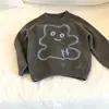 Suéter elegante para niños, top de punto para niños, top para niñas bordado de dibujos animados, pantalones casuales de otoño e invierno, conjunto de dos piezas, moderno