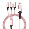 Cable de Carga Rápida 3 en 1 de 100W con Trenzado de Nylon para Teléfonos Móviles Apple y Android TYPE-C, Directo de Fábrica