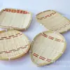 Productos de Bambú Plato de Fruta Tejido a Mano Bandeja de Té Cesta Tejida de Bambú Pastelería Bocadillo Plato de Fruta con Hilo Rojo