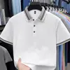 Camisa Polo Listrada em Contraste 100% Algodão Puro para Homens, Novo Modelo 2026, Absorvente de Umidade, Respirável, Camiseta Masculina Fina de Manga Curta para o Verão