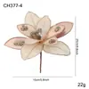 Nuevas flores de Navidad de tela de alta calidad de 15 CM, flores artificiales con purpurina y polvo dorado, para arreglos florales, guirnaldas de árbol de Navidad y decoraciones de enredaderas