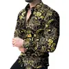 Comercio Exterior Europeo y Americano Camisa Estampada 3D para Hombre Primavera y Otoño Nuevo Estilo Casual de Moda Camisa de Manga Larga para Hombre Talla Grande Camisa Venta al por Mayor