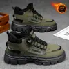 Zapatos de Invierno para Hombre 2025 Nuevos de Terciopelo Cálidos con Botón Giratorio Botas Deportivas de Caña Alta Botas para Trabajo al Aire Libre Zapatos de Algodón