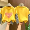 Camiseta de manga comprida para meninas, coleção outono 2026, novo estilo, base de algodão puro, fofa, look de outono de duas peças, top