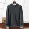 Cardigã de Cashmere Espesso de Inverno para Homens, Gola Alta, Zíper, com Bolsos, Suéter de Lã, Casaco Quente de Tricô Casual Solto