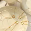 Personalidade Romana Moda Versátil Colar Aço Titânio Banhado a Ouro Anel Digital Geométrico Corrente da Clavícula Joias de Dia dos Namorados