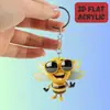 Llavero de Serie de Girasol y Abeja Lindo y Divertido de Amazon Transfronterizo Colgante de Mochila de Margarita Acrílica 2D