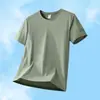 Camiseta de Seda de Gelo de Manga Curta para Homens, Novo Estilo de Verão, Secagem Rápida, Fresca, Respirável, Solta, Esportiva, Casual, Camiseta da Moda, Top Tamanho Grande