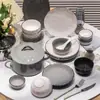 Conjunto Combinado de Tigela e Prato, Conjunto de Louça de Luxo Acessível para Casa, Aparência de Alto Padrão, Conjunto de Cerâmica para Casa Nova, Tigelas e Hashis