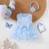 El nuevo vestido de niña de Amazon presenta dulces mangas acampanadas, bordado floral, falda de malla en línea A y detalles de aplicación.