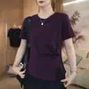 Camiseta de Manga Corta Plisada Irregular Retorcida Estilo Chanel para Mujer, Nueva Colección Verano 2026, Top Ajustado de Cuello Redondo
