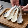 Cuchara de cerámica de estilo japonés, cuchara de comedor creativa pintada a mano, vajilla de hotel para el hogar, cuchara de arroz de color esmaltado, cuchara de mango largo, cuchara de sopa