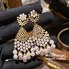 Perla Lunar~Pendientes de Borla de Zircón y Perla de Gipsófila, Pendientes de Lujo Ligero de Gama Alta, Pendientes de Banquete para Novias