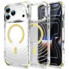 Capa de Celular Magnética Transparente Airbag Anti-queda Compatível com Apple 18pm Capa de Celular Estilo Ins Padrão Simples de Onda Capa de Celular