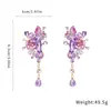 Brincos de Franja Flor de Diamante Incrustada Agulha de Prata Estilo Francês Exagerado Doce Personalidade Versátil Brincos de Tarraxa Leve Luxo Brincos de Alta Qualidade para Mulheres