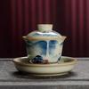 Tazón Sicai de Barro de Cerámica Antigua Taza de Té de Burbujas Pintada a Mano Película de Apertura para Tazón de Té Retro Doméstico Juego de Té Kung Fu