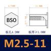 Coluna de Porca Rebite de Furo Cego BSO-M2.5 Galvanizada a Ferro Coluna de Parafuso com Rosca Interna Pino Stud de Placa de Pressão de Aço Carbono