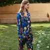[Tierras Altas de Escocia] Pijamas para Mujer Primavera y Otoño Seda de Hielo Manga Larga Dibujos Animados Sueltos Talla Grande Usables en Verano Ropa para el Hogar