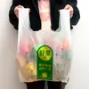 Saco de frutas saco plástico vermelho atacado saco de conveniência transparente grosso supermercado saco de embalagem para viagem saco de colete portátil