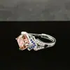 Anel Quadrado Gelo Flor Cortado Diamante de Alto Carbono S925 Clássico Luxo Leve Feminino Moda Commuting Micro-incrustado Anel Uso Diário