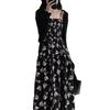 Cárdigan Chal Tejido Vestido Floral Traje de Dos Piezas para Mujer Estación Europea 2025 Verano Nuevo Moda Europea Ropa de Mujer