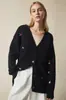Nuevo Cárdigan de Punto Bordado con Cuello en V Otoño/Invierno 2026, Suéter Holgado Talla Grande para Mujer, Top de Manga Larga Estilo Europeo y Americano