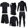 Conjunto de Seis Peças de Roupas Esportivas e de Fitness de Secagem Rápida para Atividades Transfronteiriças, Roupas de Treino de Futebol e Basquete, Roupas para Esportes ao Ar Livre e Corrida, Roupas de Ciclismo Justas