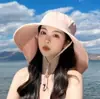 Sombrero de protección solar de seda de hielo para mujer, ala ancha, protección para el cuello, adecuado para colas de caballo, uso en exteriores en la playa, color caqui, plegable