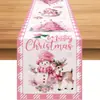 Decoración de Fiesta Navideña Camino de Mesa Patrón de Muñeco de Nieve Árbol de Navidad Mantel Impreso Mantel Individual Resistente a Manchas Aislante Térmico