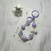 Pingente de Joia Colorido Macaron Moda Corrente de Celular com Contas Artesanais Chaveiro de Bolo com Contas Pintadas à Mão Acessórios de Bolsa para Mulheres