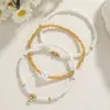 Moda transfronteriza estilo simple perla cuentas de arroz elástico para mujer tarjeta de papel kraft pulsera juego de 3