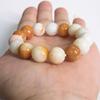 Pulsera de jade amarillo de Xinjiang, jade dorado, 14 mm, cuentas redondas prensadas de polvo sintético, fabricante de pulseras, cuentas de piedra simples, pulsera de calcedonia