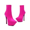Tallas 34-43 Otoño e Invierno Punta Fina Tacón Ultra Alto Corte Bajo Botas para Mujer, Estilo Europeo y Americano con Plataforma de Gamuza Stiletto Transfronterizas