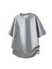 Camiseta Masculina de Verão com Manga Curta e Design Patchwork, Camada Base Estruturada de Manga Curta, Estilo Tendência de Manga Curta com Peso Elevado