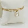 Pulseras con Alfabeto de 26 Letras Europeas y Americanas Transfronterizas para Mujer, Doble Capa, Joyería de Acero de Titanio con Clip de Papel de Moda, Al por Mayor en Stock