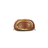 Bolso de mano metálico de ala ancha retro estilo francés 2026, bolso de mano rígido para la noche, bolso de hombro con cadena elegante, bolso cruzado para mujer
