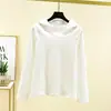Sudadera con capucha de manga larga de terciopelo Otoño e Invierno Camiseta interior cálida para mujer Holgada Color liso Casual Top corto de terciopelo de doble cara