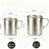 Taza de titanio puro, set de viaje para exteriores, juego de té de alta gama, taza de café, portátil y plegable, con asa y resistente al calor