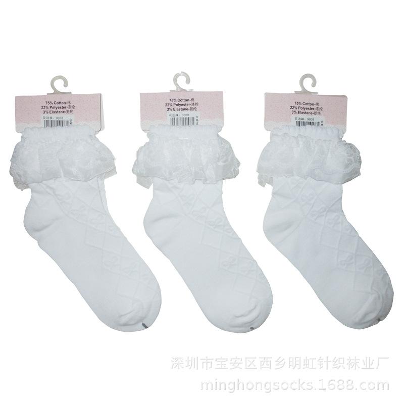 女童蕾丝学生棉袜