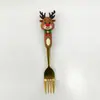 Colher de Natal Transfronteiriça Talheres Criativos Boneca Colher de Sobremesa Garfo Desenho Animado Árvore de Natal Colher Garfo Conjunto Caixa de Presente