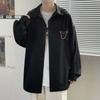 Camisa de estilo japonés para hombre, de manga larga, para primavera y otoño, holgada, estilo coreano, moderna, estilo Hong Kong, camisa de seda helada