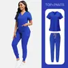 12 Cores, Todos os Tamanhos, Masculino e Feminino Europeu e Americano Tamanho Grande Mais Vendido Elástico Secagem Rápida Confortável Roupas de Trabalho para Salão de Beleza Uniformes de Enfermagem