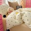 Estilo Ins Lunares Púrpuras Terciopelo de Leche Cama Juego de Cuatro Piezas Invierno Engrosado Felpa Ropa de Cama Funda de Edredón Sábanas Juego de Tres Piezas