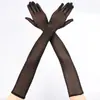 Guantes de Encaje de Malla Fina de 55 cm de Longitud Extendida para Mujer, Calcetines de Mano Sexy y Transpirables, Alta Elasticidad, Protección Solar, Accesorios para Vestido