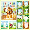 Libro de Pintura con Pegatinas Transfronterizo para Niños DIY Animales de Dibujos Animados Dinosaurio Océano Por Número Rompecabezas de Pegar Libro de Pegatinas