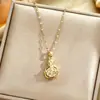 Moda Leve Luxo Titânio Colar de Aço Feminino Simples All-match Requintado Pingente de Zircão Internet Celebridade Clavícula Cadeia Nicho Jóias de Alta Qualidade